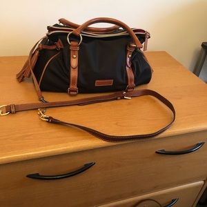 Dooney & Bourke Black Nylon Medium Satchel. Rain? No problem ~ she loves it!